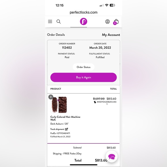 PERFECT LOCKS 20” Auburn #30/33 Sew In 100% Human Hair Extensions & Accessories - Picture 4 of 13